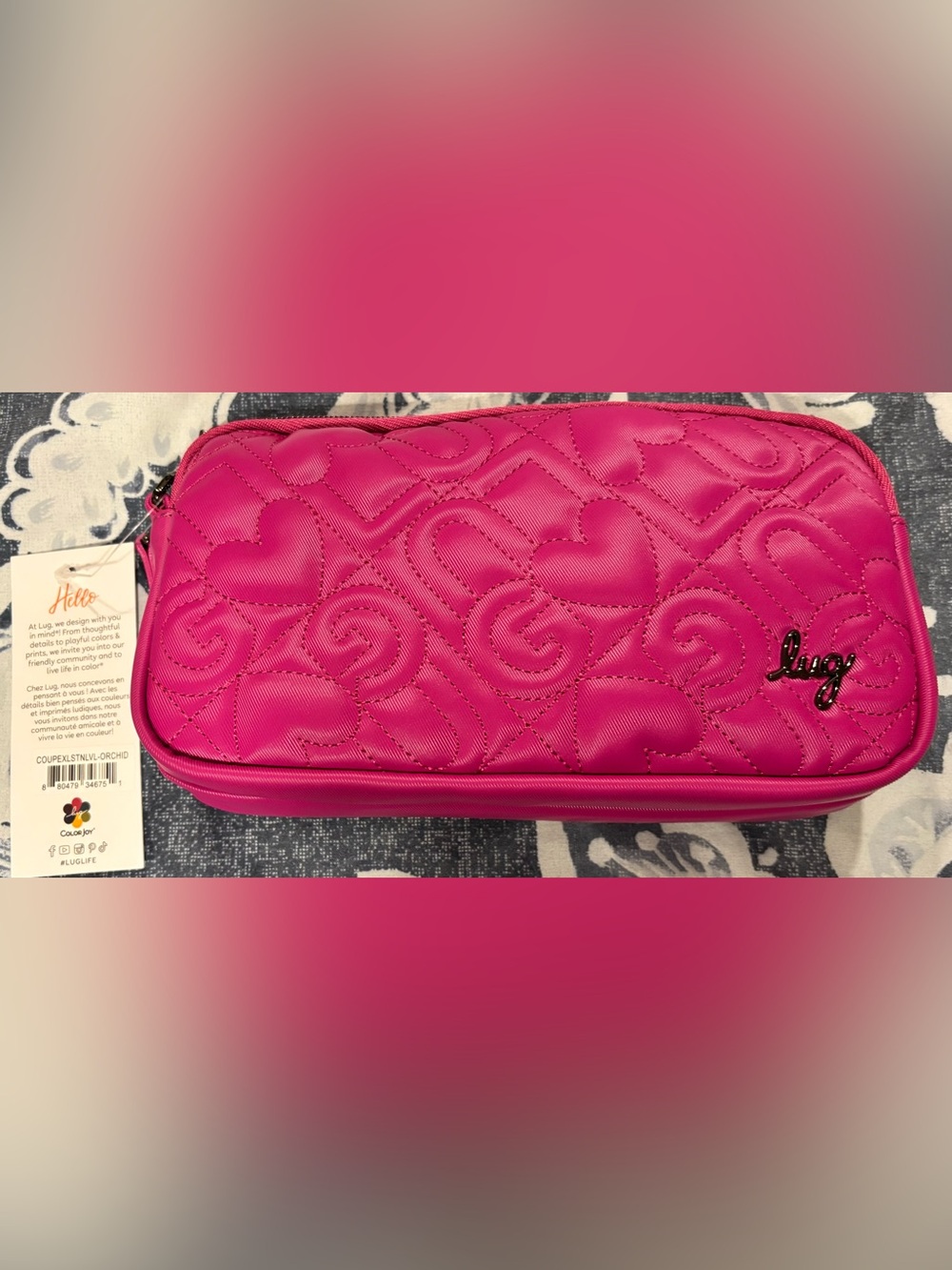 NWT Lug Coupe XL Satin Luxe Convertible Crossbody Bag, Orchid Pink